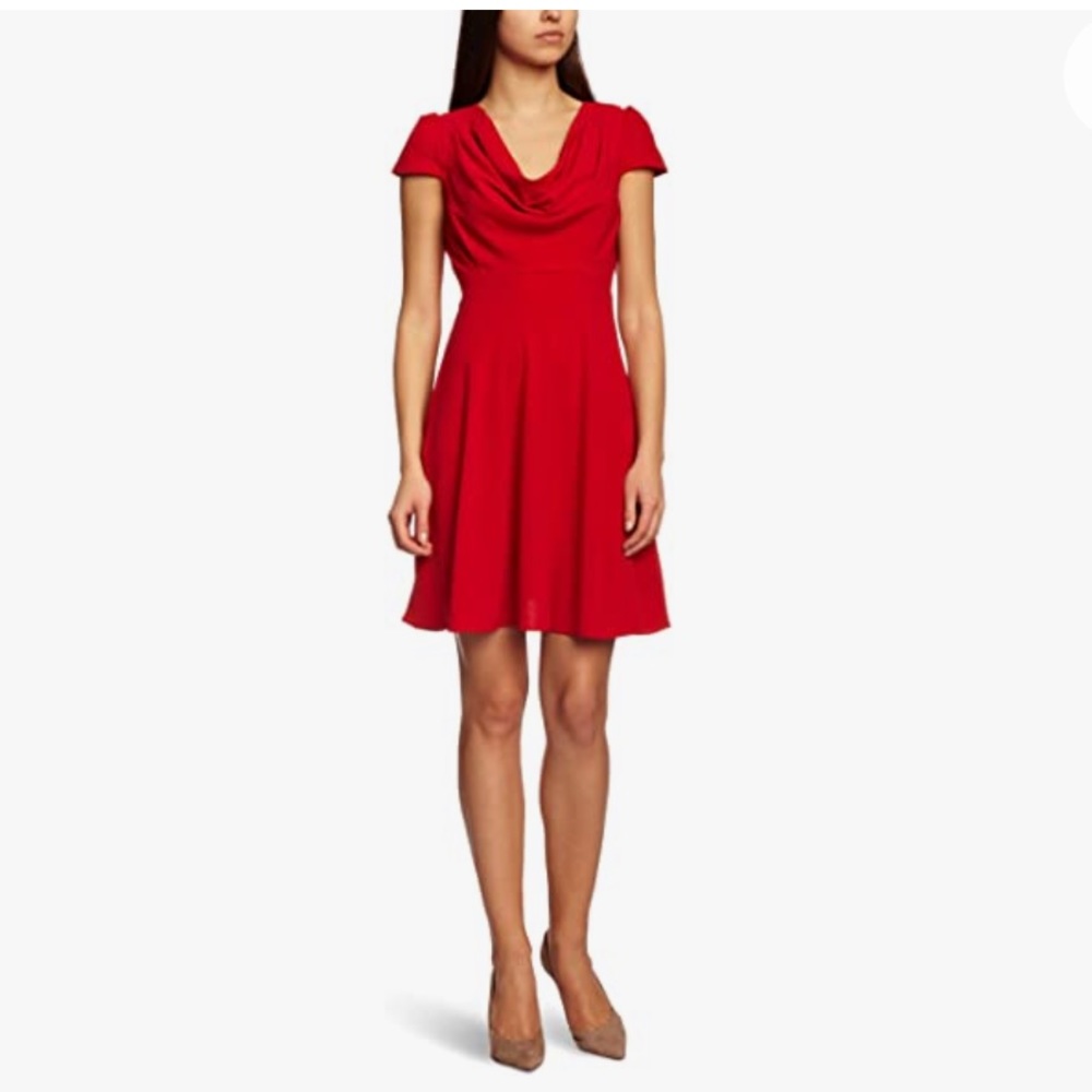 Red dress with covered buttons down the back